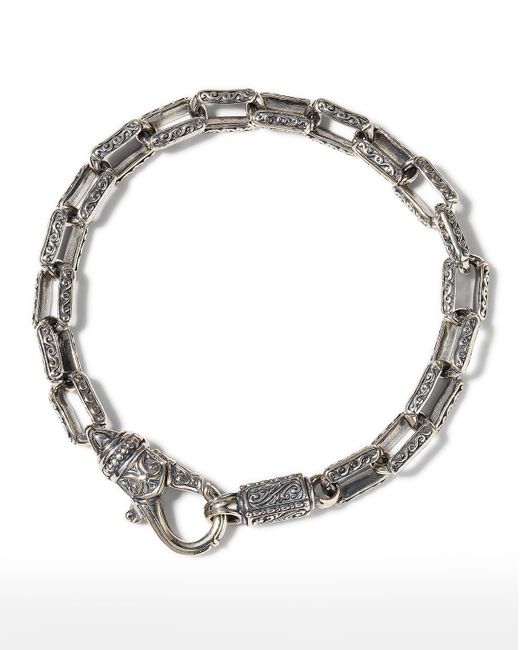 Konstantino Etched Rectangular Link Bracelet
