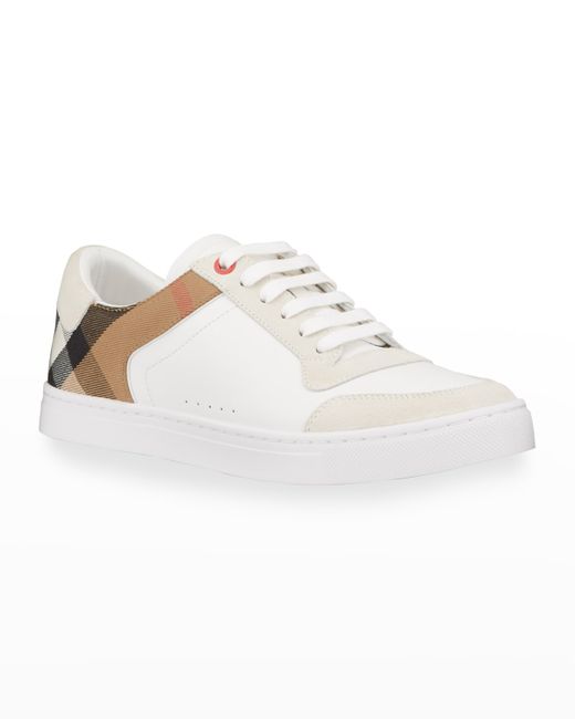 Burberry Reeth Leather House Check Low-Top Sneakers