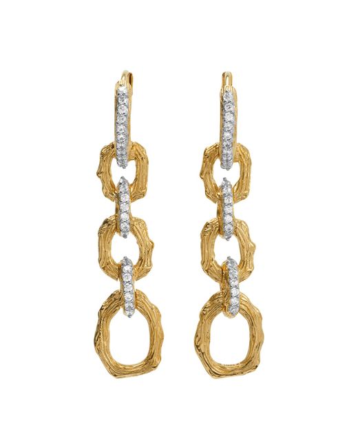 Michael Aram Enchanted Forest Twig Link Two-Tone Earrings w Diamonds