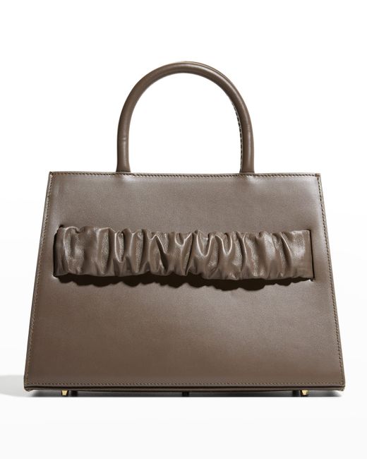 Elleme Chouchou Ruched Leather Top-Handle Bag