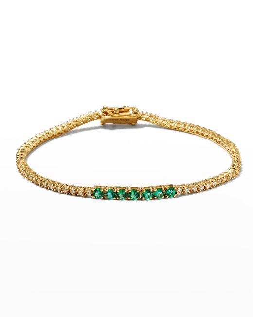 Jennifer Meyer 18k Gold 4-Prong Diamond and Emerald Bracelet