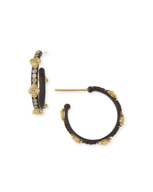 Armenta Small Midnight Hoop Earrings with Gold Diamond Crivelli