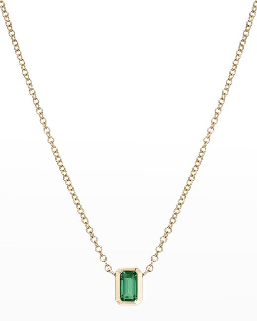 Zoe Lev Jewelry 14k Gold Emerald-Cut Emerald Necklace