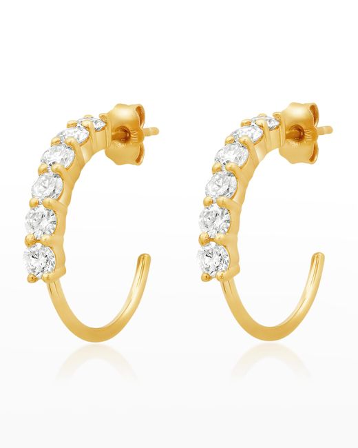 Jennifer Meyer Gold Small 4-Prong Diamond Hoop Earrings