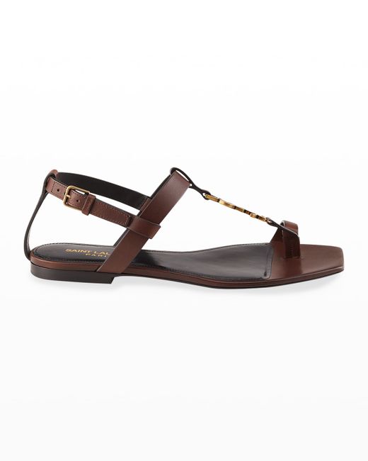 Saint Laurent Cassandra Toe-Ring YSL Flat Sandals