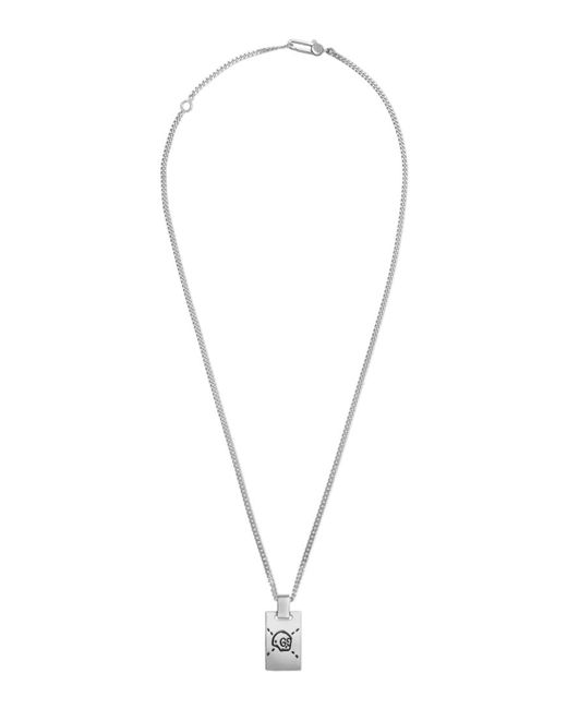 Gucci Sterling Ghost Tag Pendant Necklace
