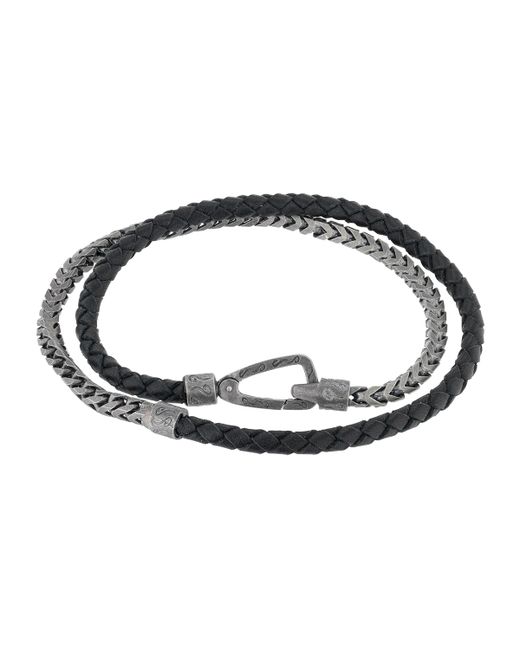 Marco Dal Maso Lash Braided Leather Chain Double-Wrap Bracelet