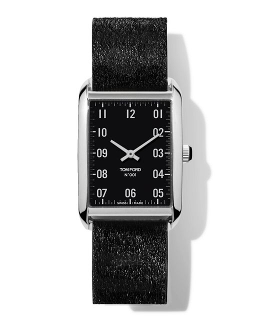 Tom Ford Timepieces N.001 44mm x 30mm Rectangular Calf-Hair Leather Watch