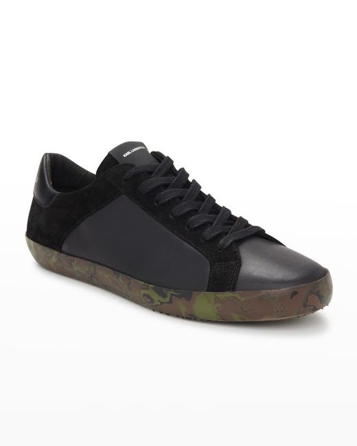 Karl Lagerfeld Camo-Sole Mix-Leather Low-Top Sneakers