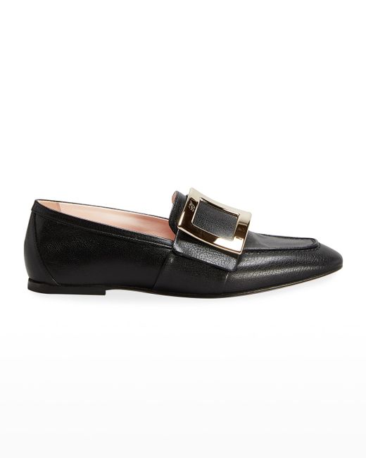 Roger Vivier 10mm Leather Buckle Flat Loafers