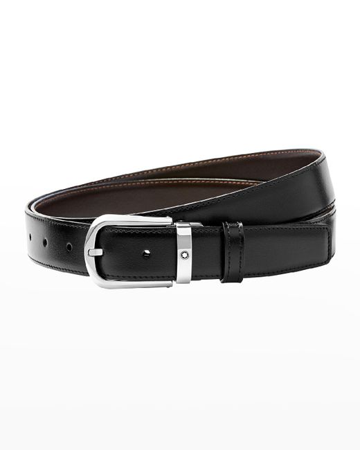 Montblanc Horseshoe-Buckle Reversible Leather Belt