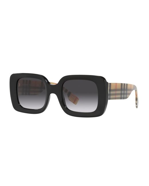 Burberry Square Acetate Sunglasses w Vintage Check Arms