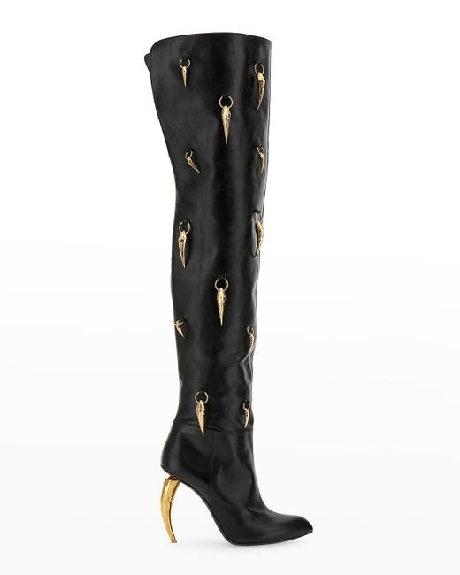 Roberto Cavalli Saber Tooth Horn Over-the-Knee Boots
