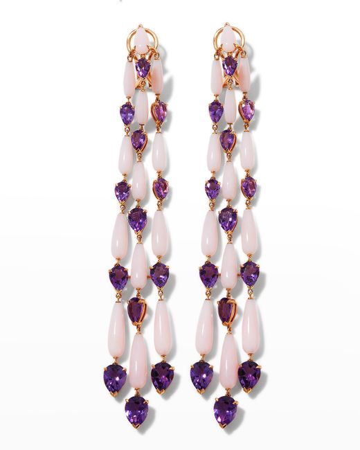 Etho Maria 18k Gold Pear-Cut Amethyst and Opal Earrings