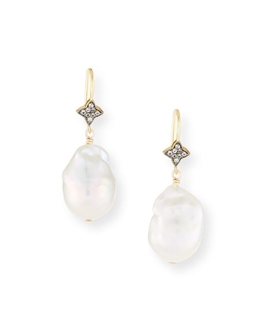 Margo Morrison Baroque Pearl Sapphire Drop Earrings