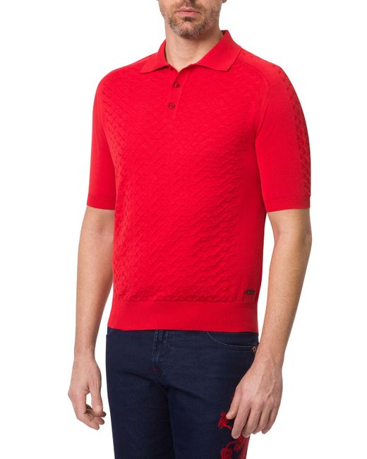Stefano Ricci Patterned Short-Sleeve Polo Sweater
