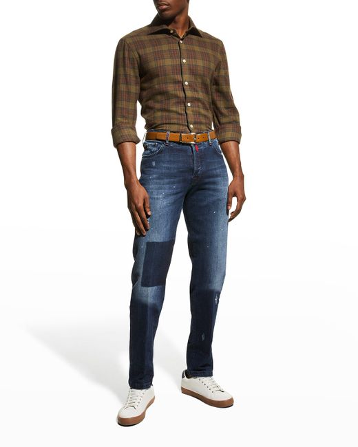 Kiton Limited-Edition Distress Patch Jeans