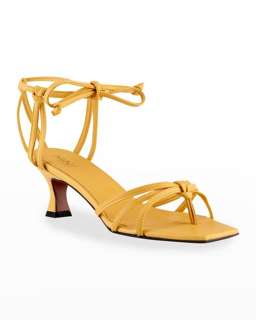 Manu Atelier 50mm Calfskin Strappy Ankle-Tie Sandals