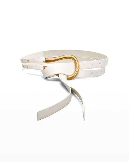 Bottega Veneta Double Strap Leather Belt with Horseshoe Buckle