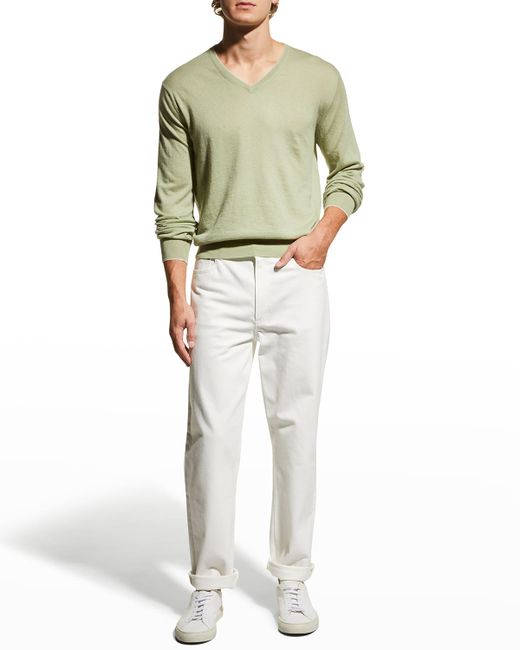 Neiman Marcus Wool-Cashmere V-Neck Sweater