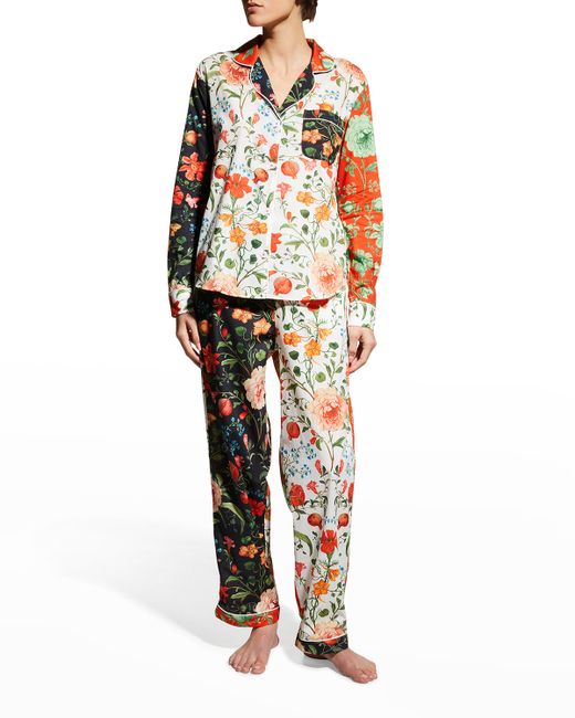 Desmond & Dempsey Persephone Floral-Print Long Pajama Set