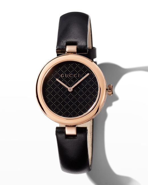 Gucci 32mm Diamantissima Watch with Leather Strap Rose