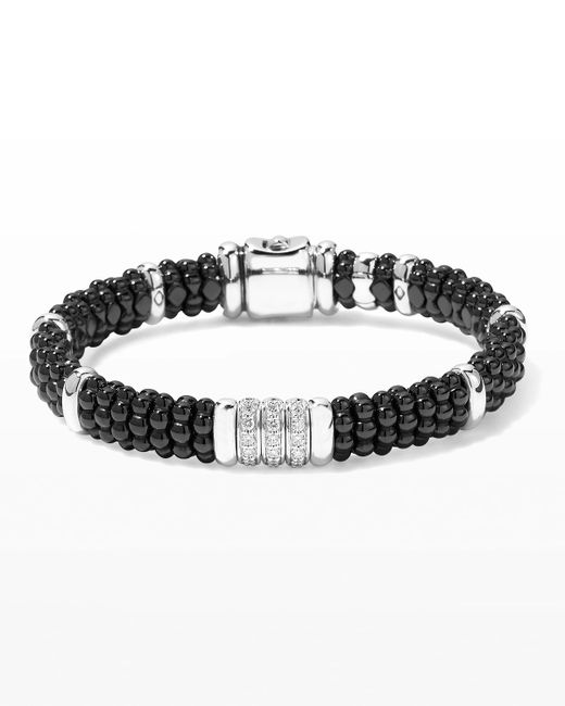 Lagos Caviar Diamond 3-Link Bracelet 9mm