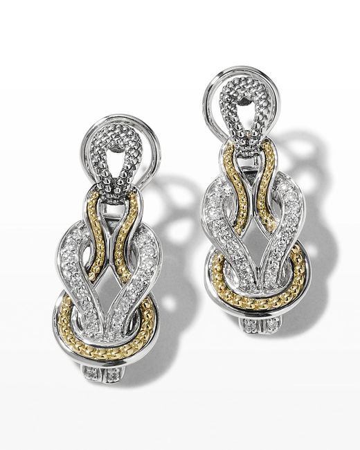 Lagos Newport Elongated 18K Gold Diamond Rope Earrings