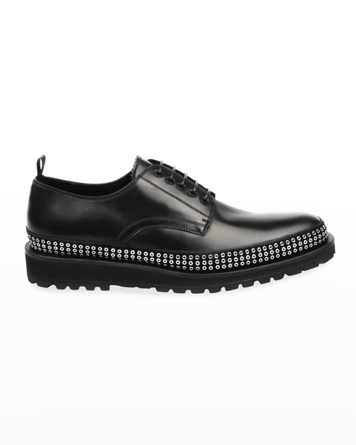 Costume National Plain-Toe Studded Leather Derby Shoes