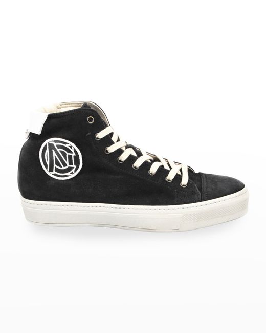 Costume National High-Top Suede Sneakers w Embroidered Logo