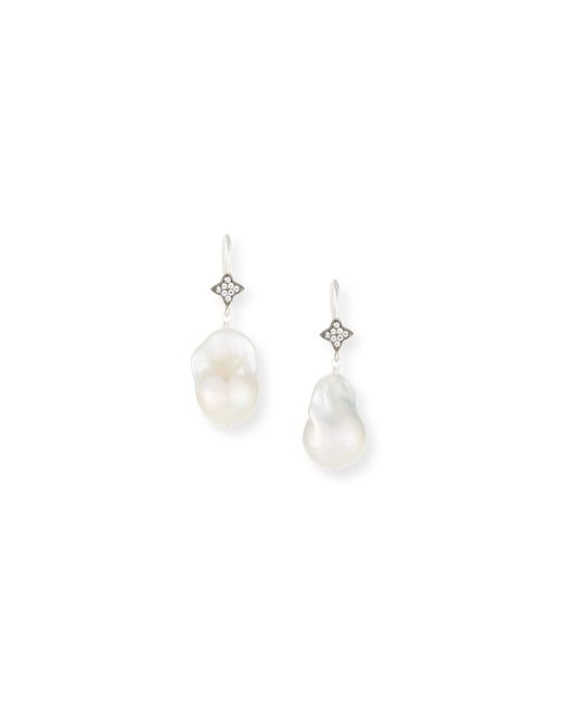 Margo Morrison Baroque Pearl Sapphire Drop Earrings