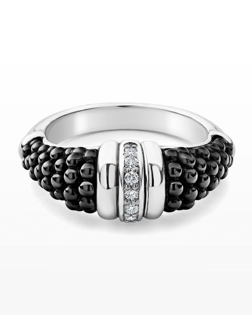 Lagos Caviar Diamond Tapered Ring