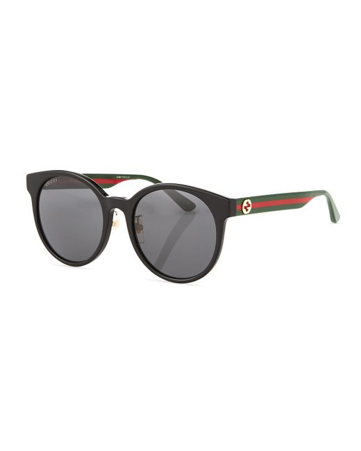 Gucci Round Web-Arms Acetate Sunglasses