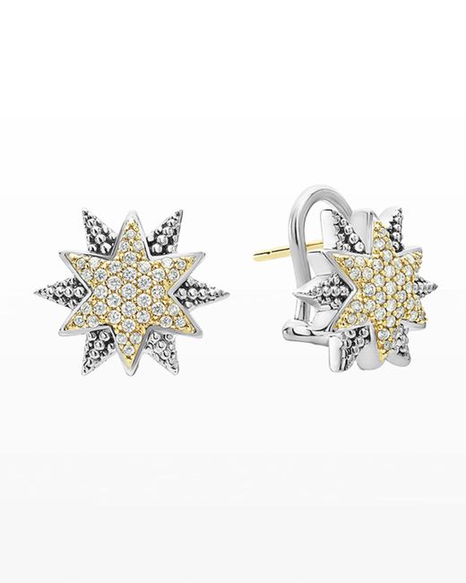 Lagos Sterling 18K Gold Star Stud Earrings with Diamonds