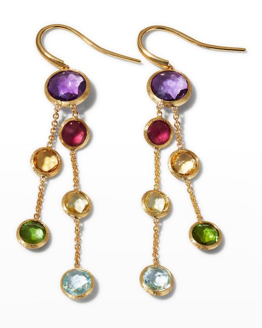 Marco Bicego Jaipur 18K Gold Mixed Stone Two-Strand Earrings