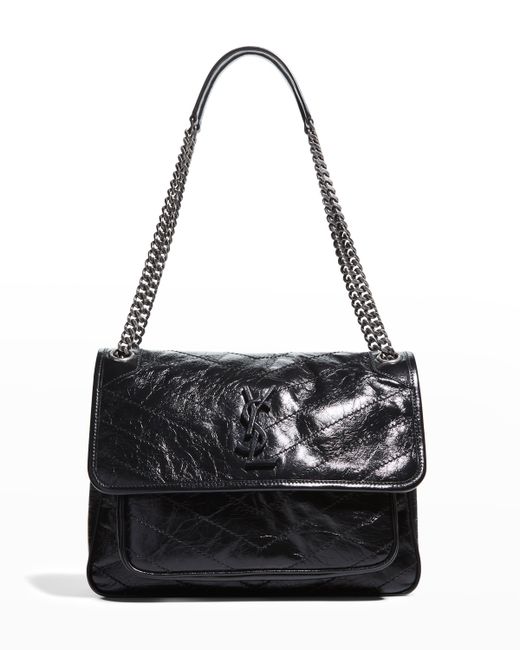 Saint Laurent Niki Medium Crinkled Calf Flap-Top Shoulder Bag