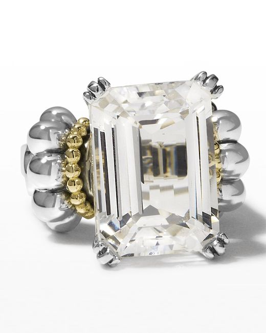 Lagos Glacier 18x13mm Gemstone Two-Tone Ring