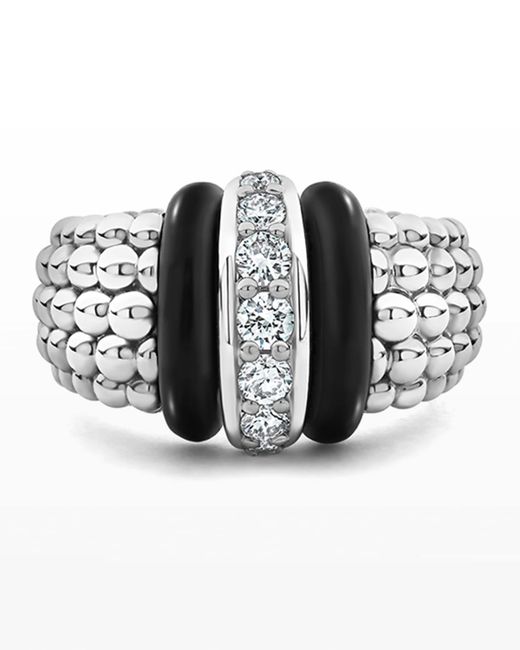 Lagos Caviar Large 1-Link Diamond Ring