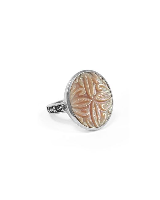 Stephen Dweck Hand-Carved Natural Rose Mother-of-Pearl Ring