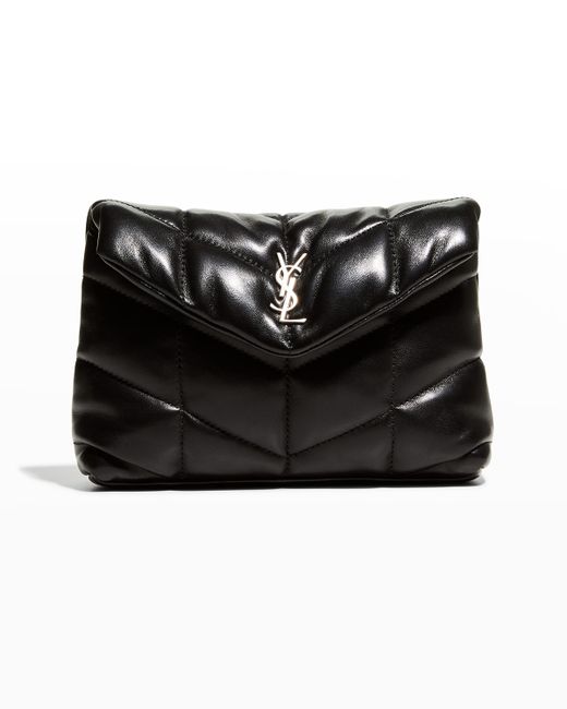 Saint Laurent Loulou Quilted Puffer Pouch Clutch Bag