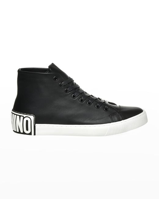 Moschino Logo Leather High-Top Sneakers