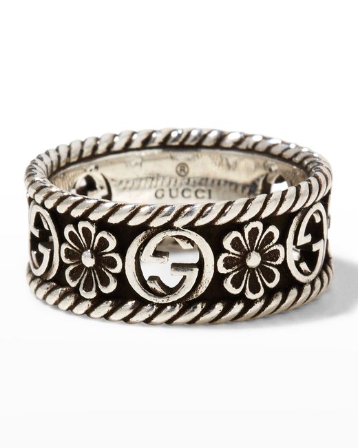 Gucci Sterling GG Flower Ring