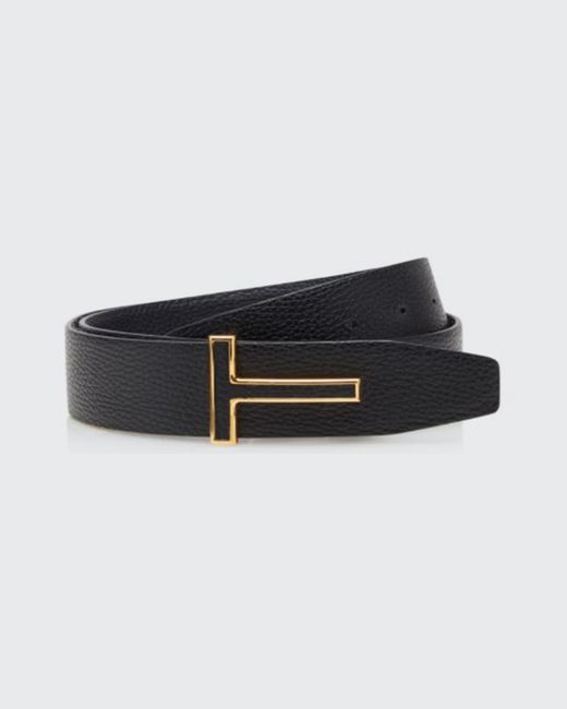 Tom Ford Grained Leather T-Buckle Belt