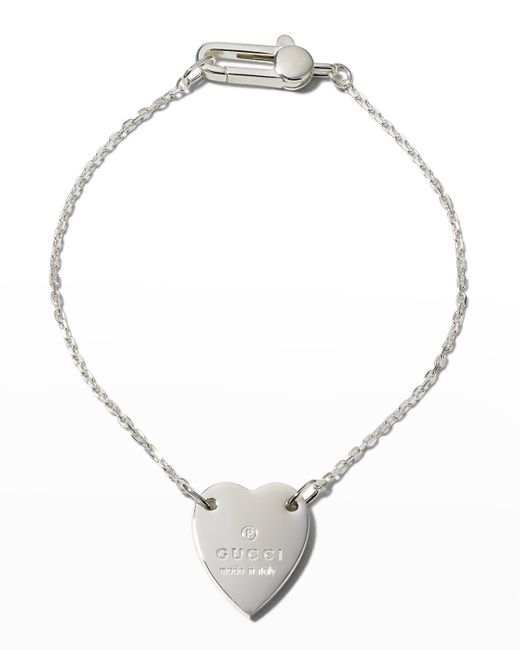 Gucci Sterling Heart Bracelet With Trademark