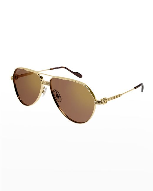 Cartier Mirrored Metal Aviator Sunglasses