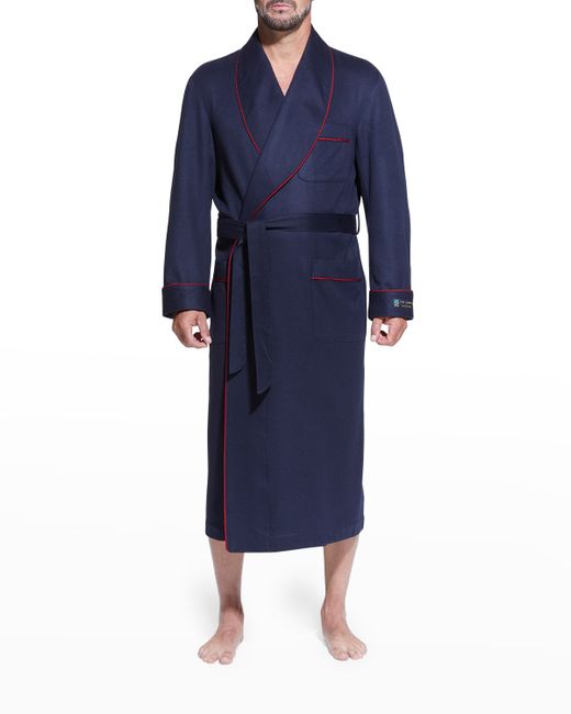 Majestic International Cashmere Braid-Trim Shawl Robe