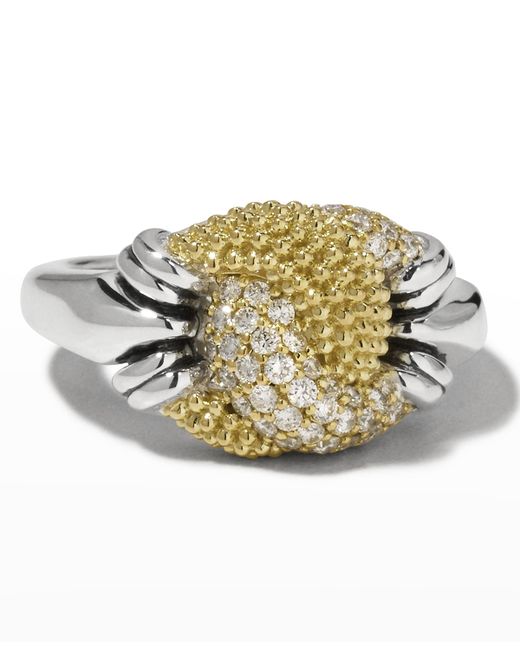 Lagos Caviar Lux Two-Tone Diamond Knot Small Twist Ring