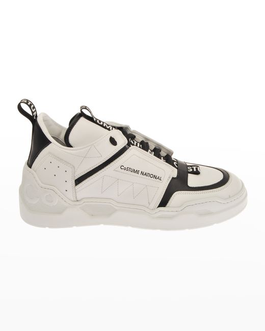 Costume National Logo Bicolor Leather Low-Top Sneakers