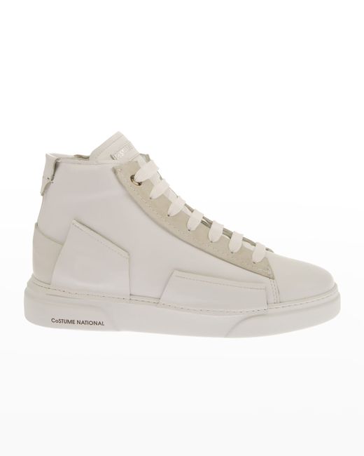 Costume National Patch Suede Leather High-Top Sneakers