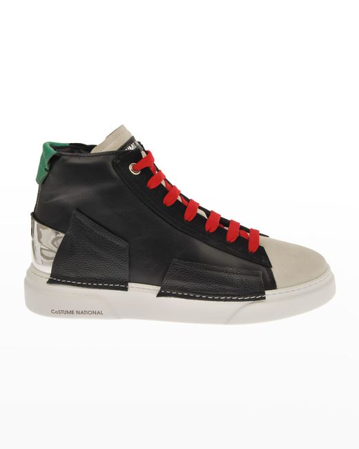 Costume National Colorblock Patch High-Top Sneakers